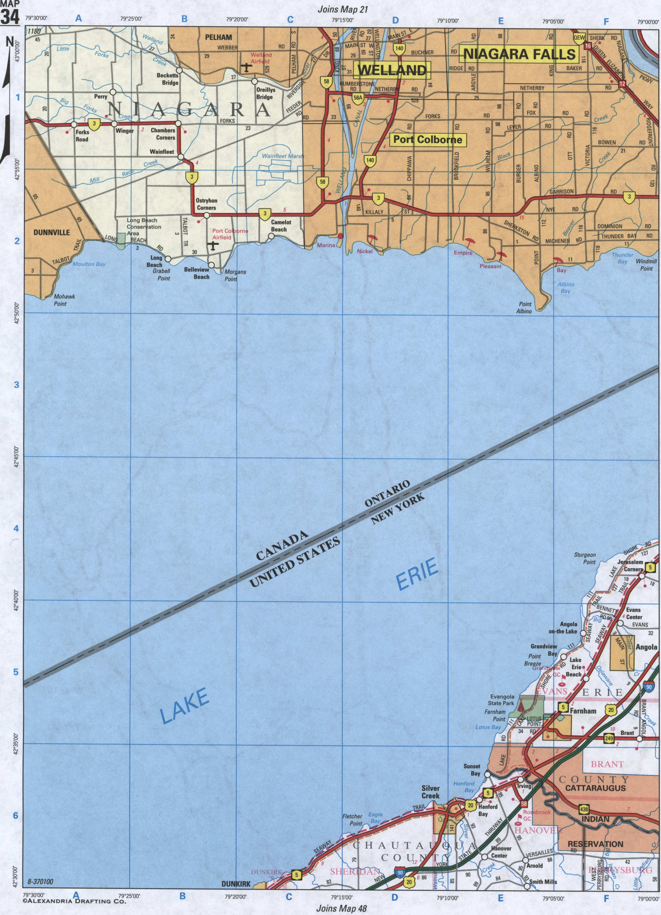 map of Erie County NY and Niagara (Canada)