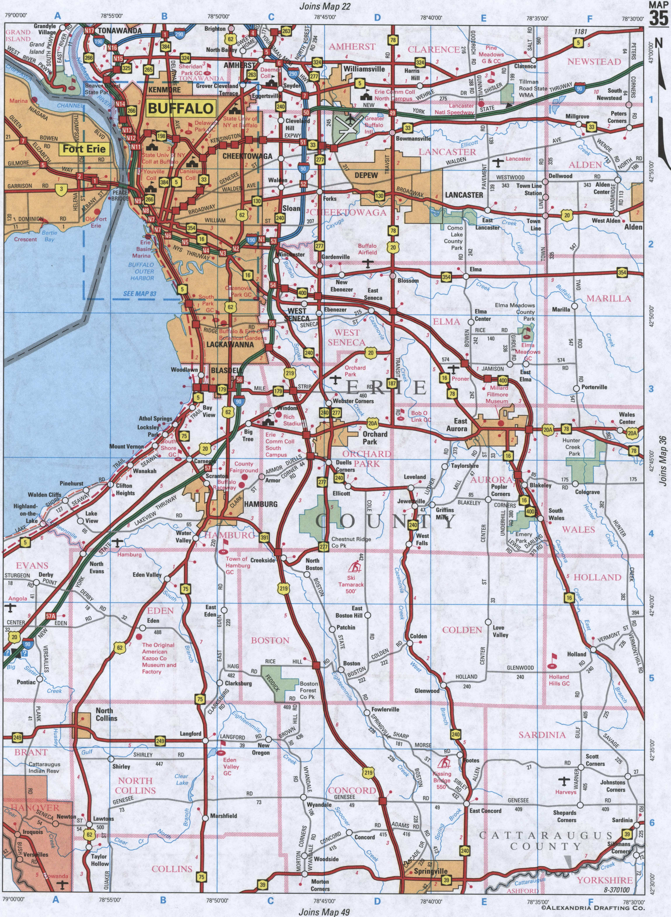 map of Erie County NY