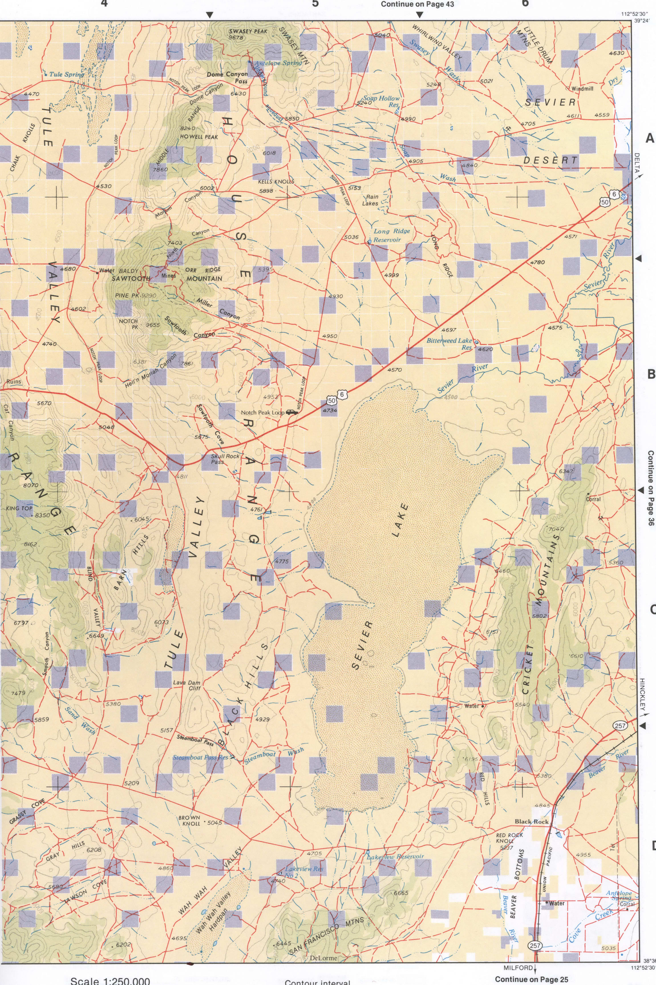Topographic map of Southwestern Utah - Millard CO