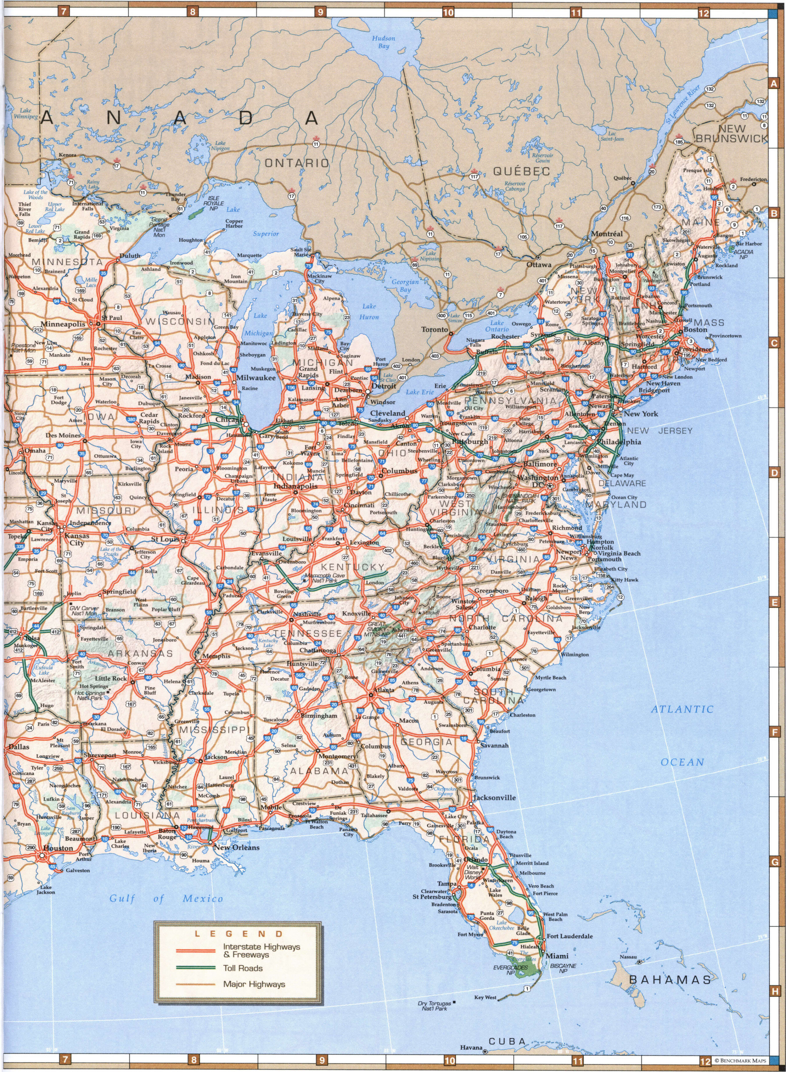 Map of the Eastern United States