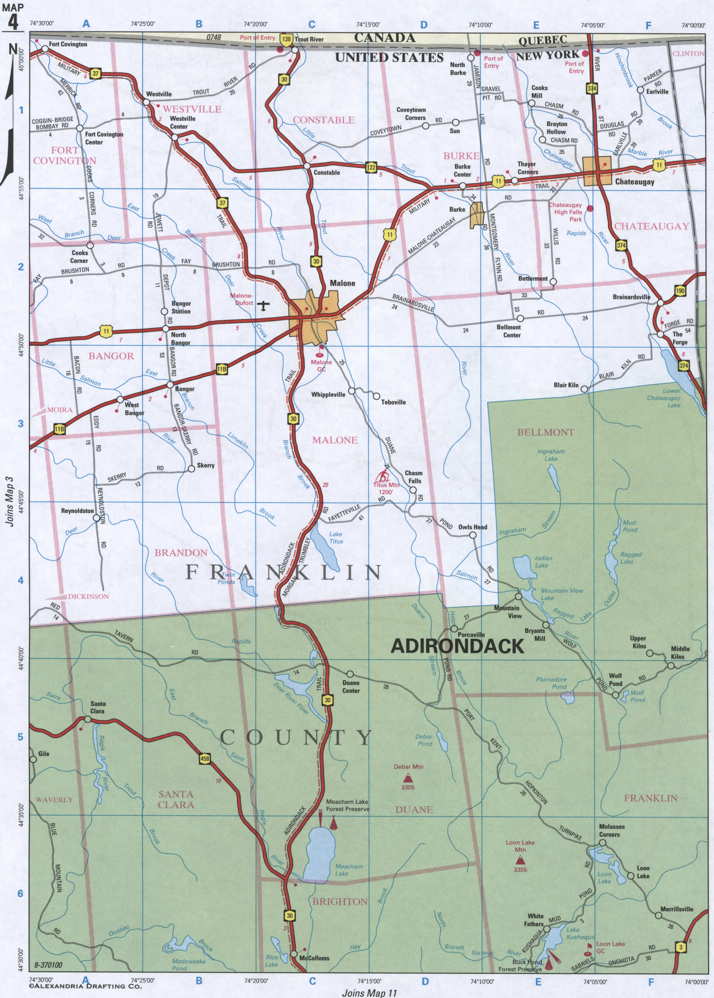 map of Franklin County