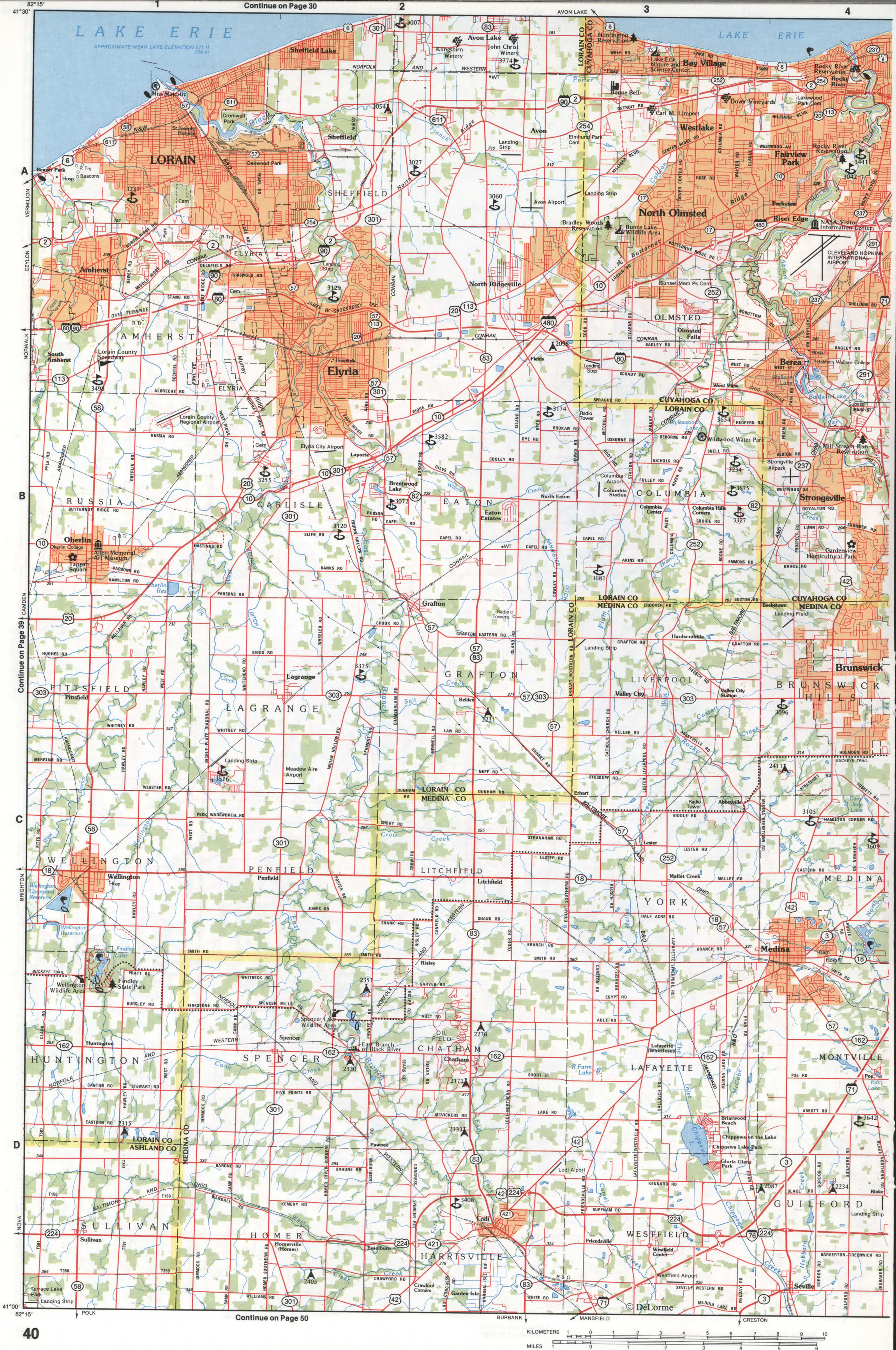 Map of Northeastern Ohio - Lorain and Medina Counties