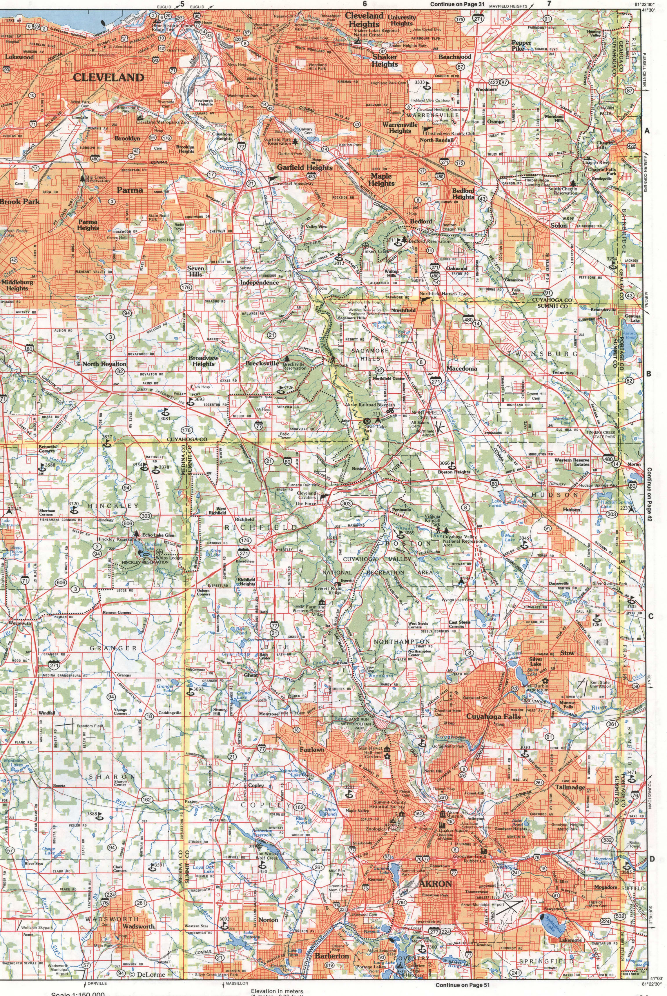 MAP of Northeastern Ohio - Summit and Cuyahoga Counties