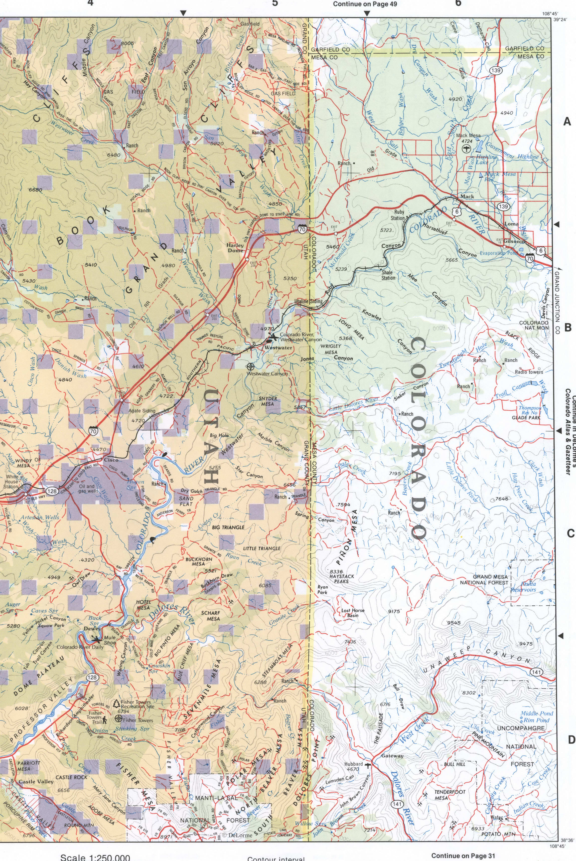 Large-scale topographic map of Southeast Utah - Grand county Large-scale topographic map of Southeast Utah - Grand county