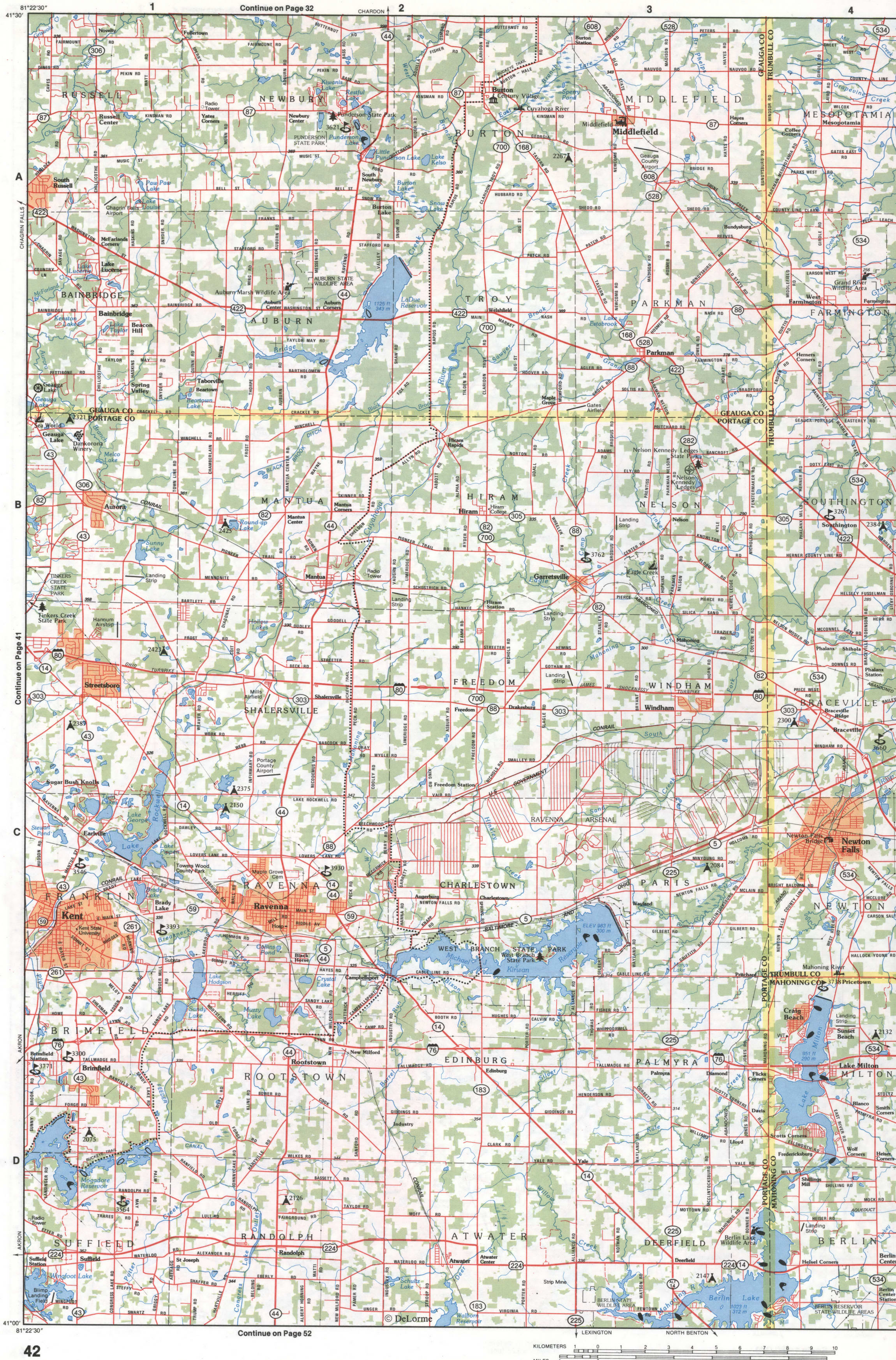 MAP of Northeastern Ohio - Portage and Geauga Counties