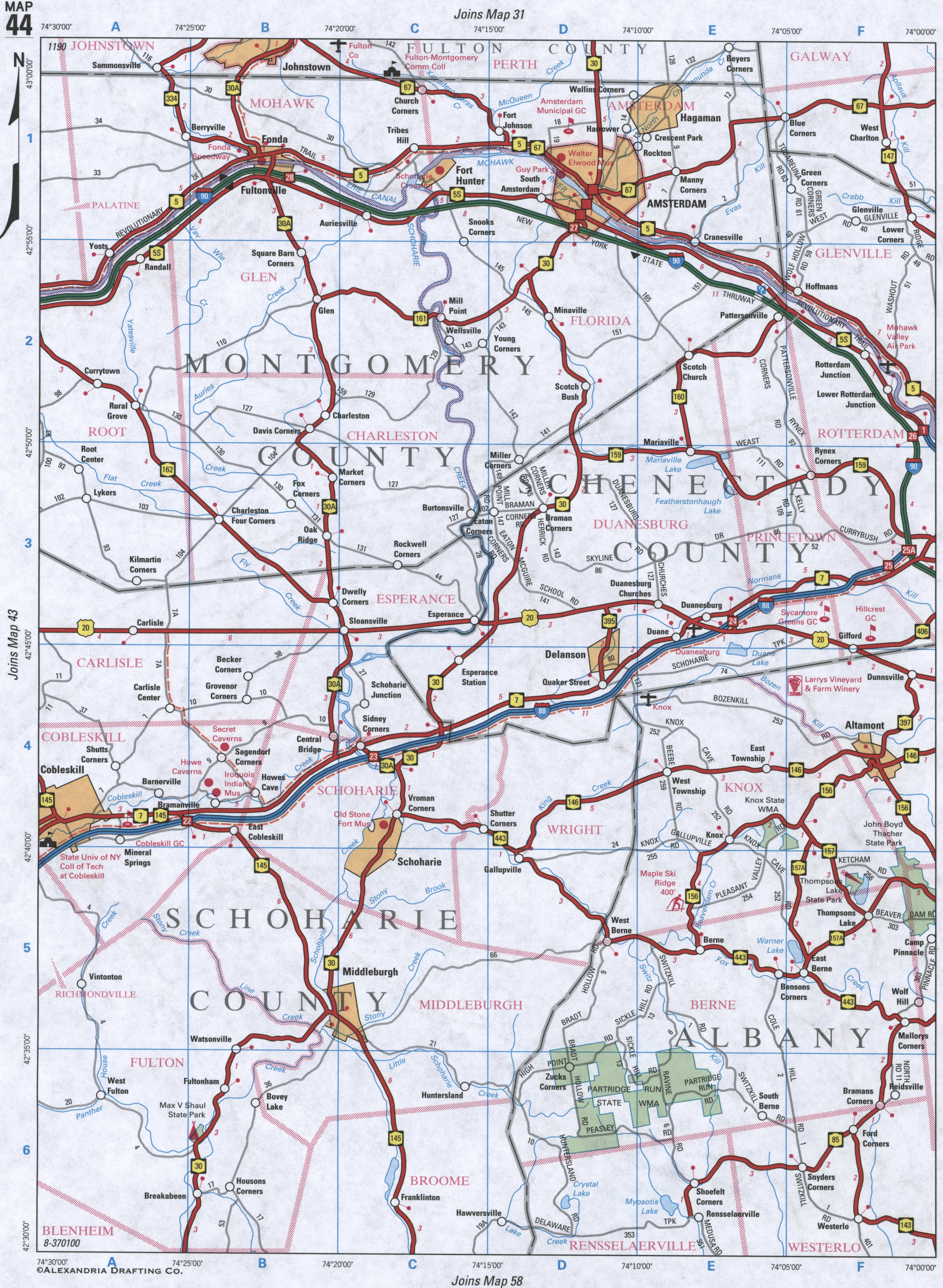 map of Montgomery County NY and Schenectady County NY
