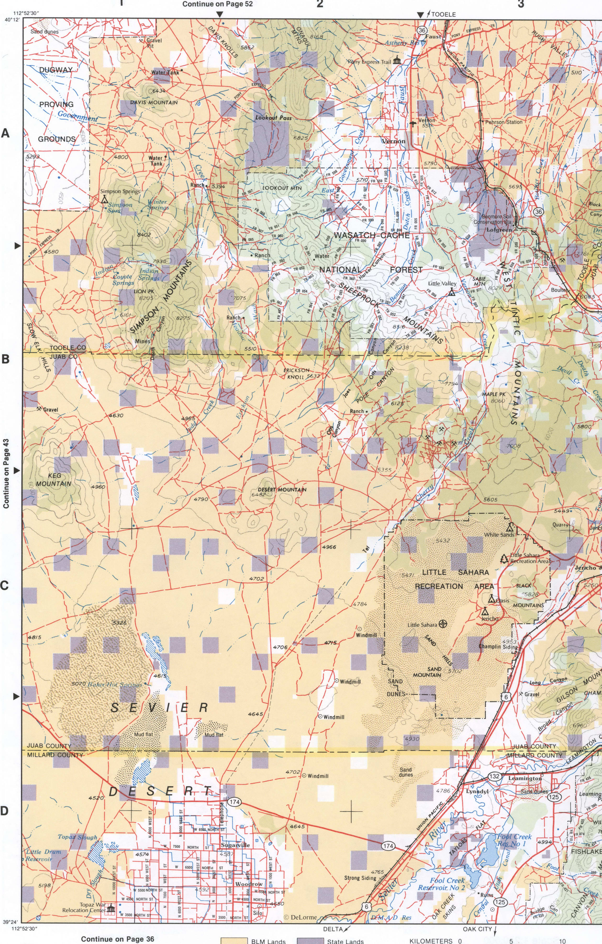 Map of Northwest Utah - Tooele and Juab counties