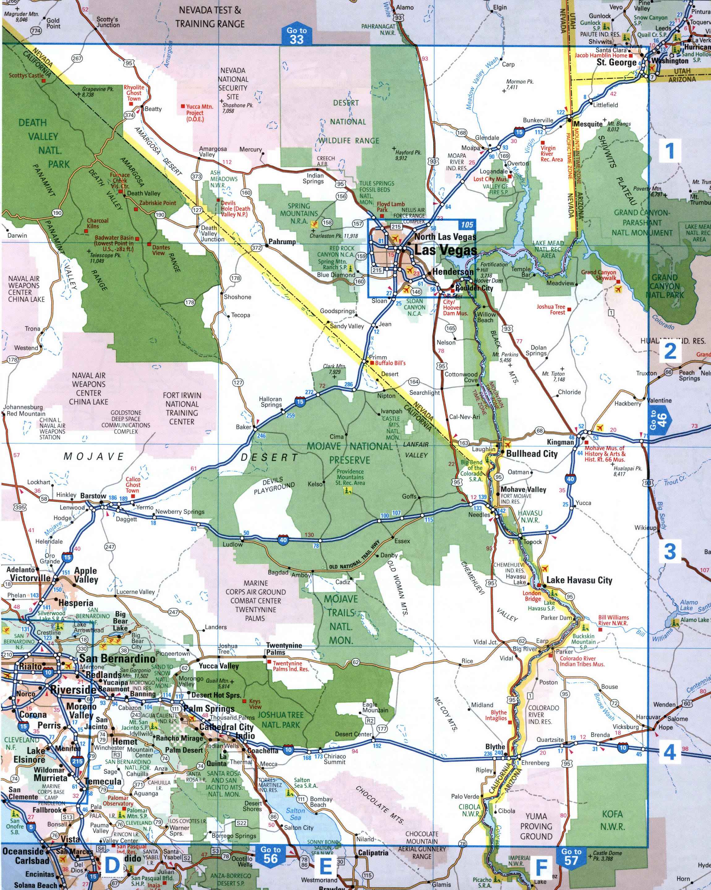 map of the Las Vegas and San Bernardino area