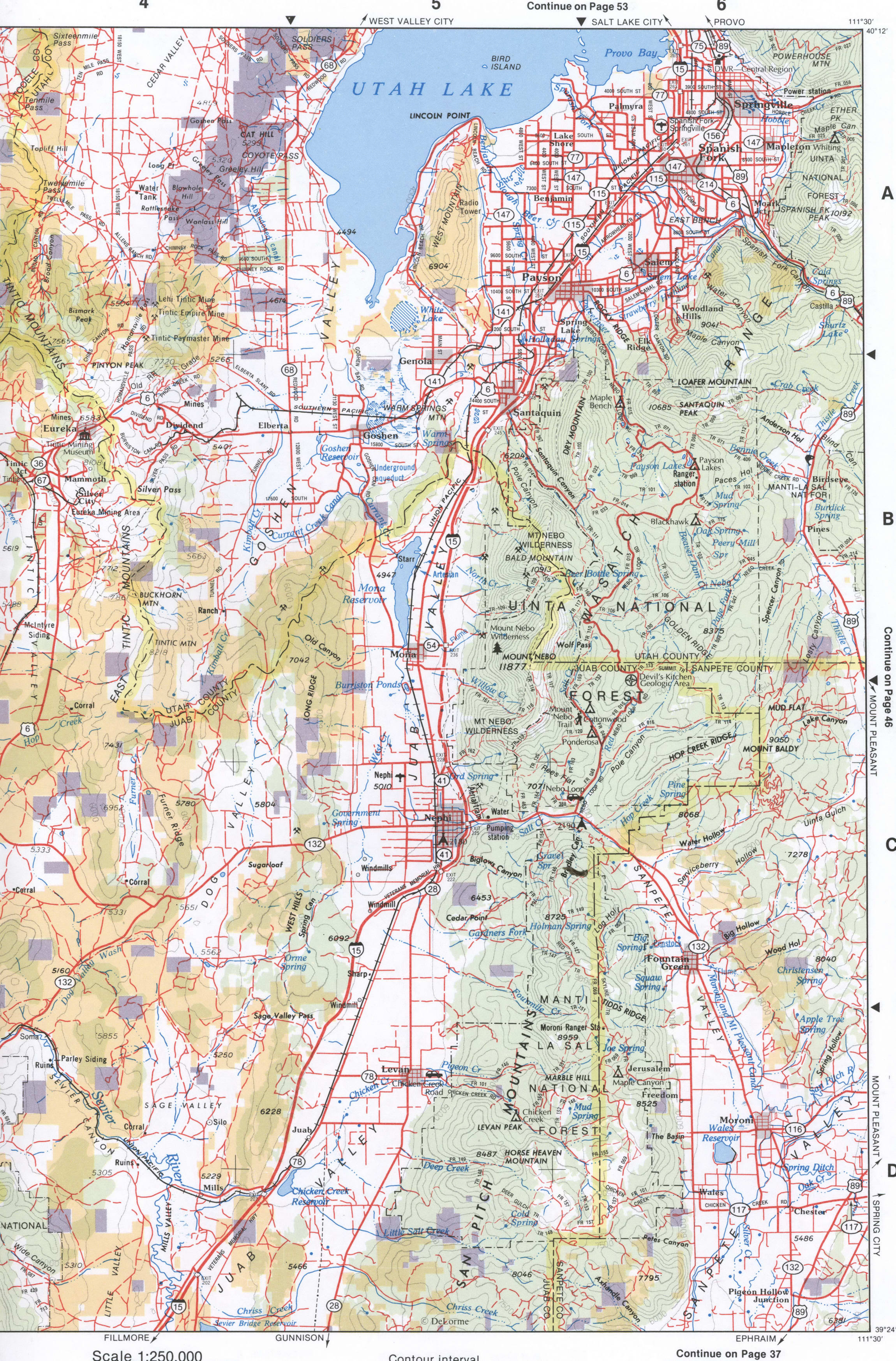 Map of Northwest Utah - Utah and Juab counties Map of Northwest Utah - Utah and Juab counties