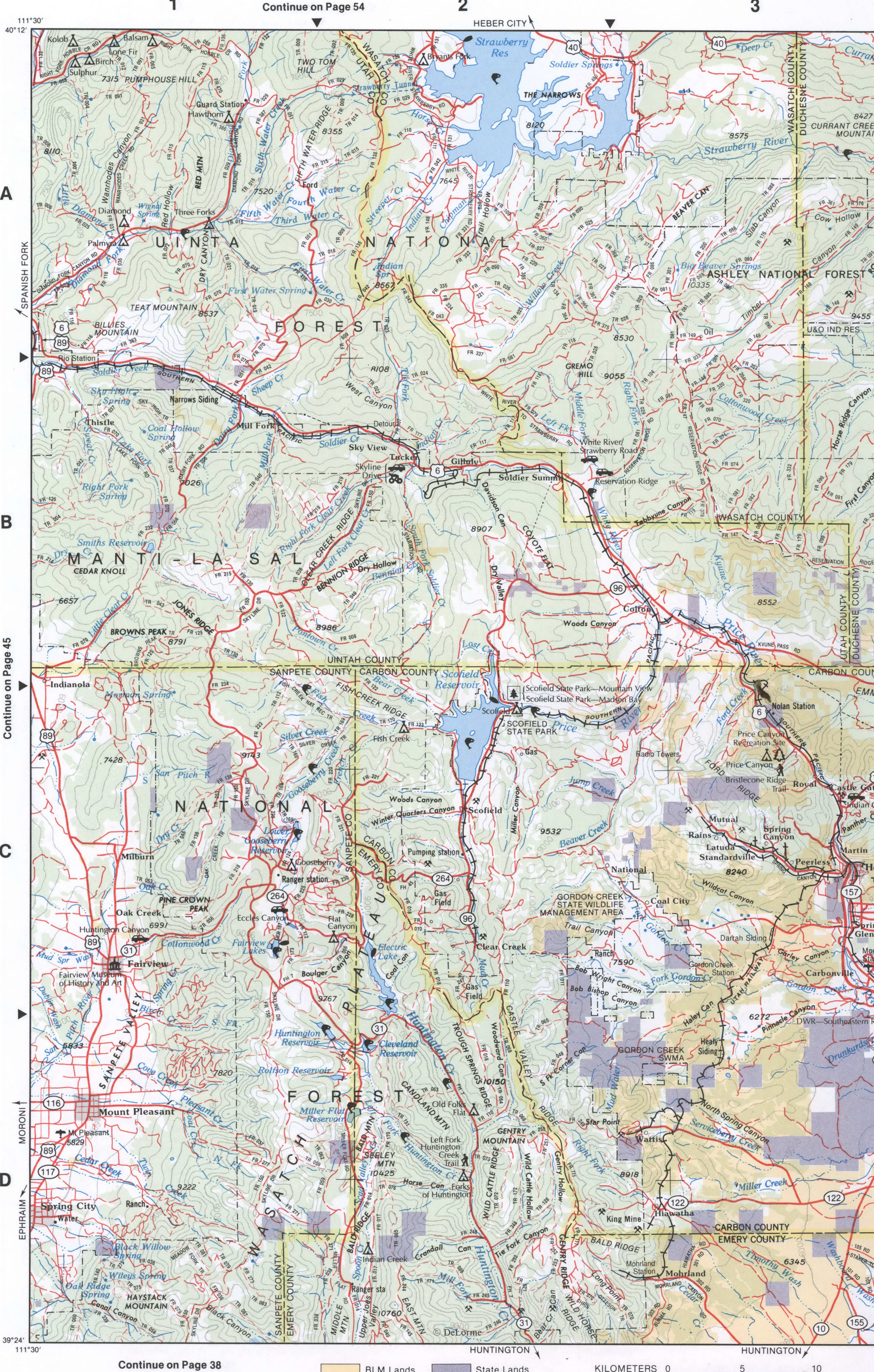 Map of Northeast Utah - Carbon and Uintah counties