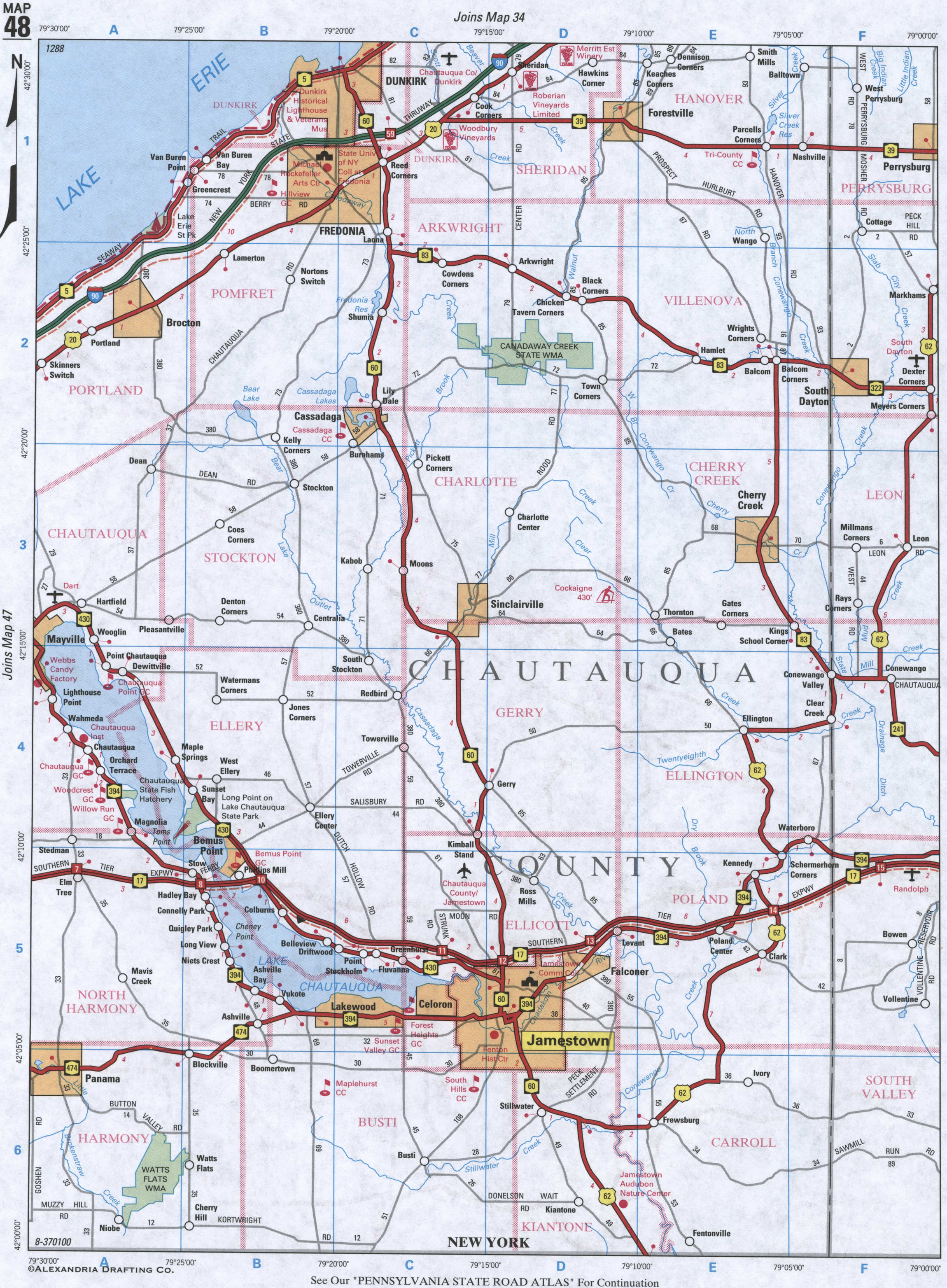 map of Chautauqua County NY