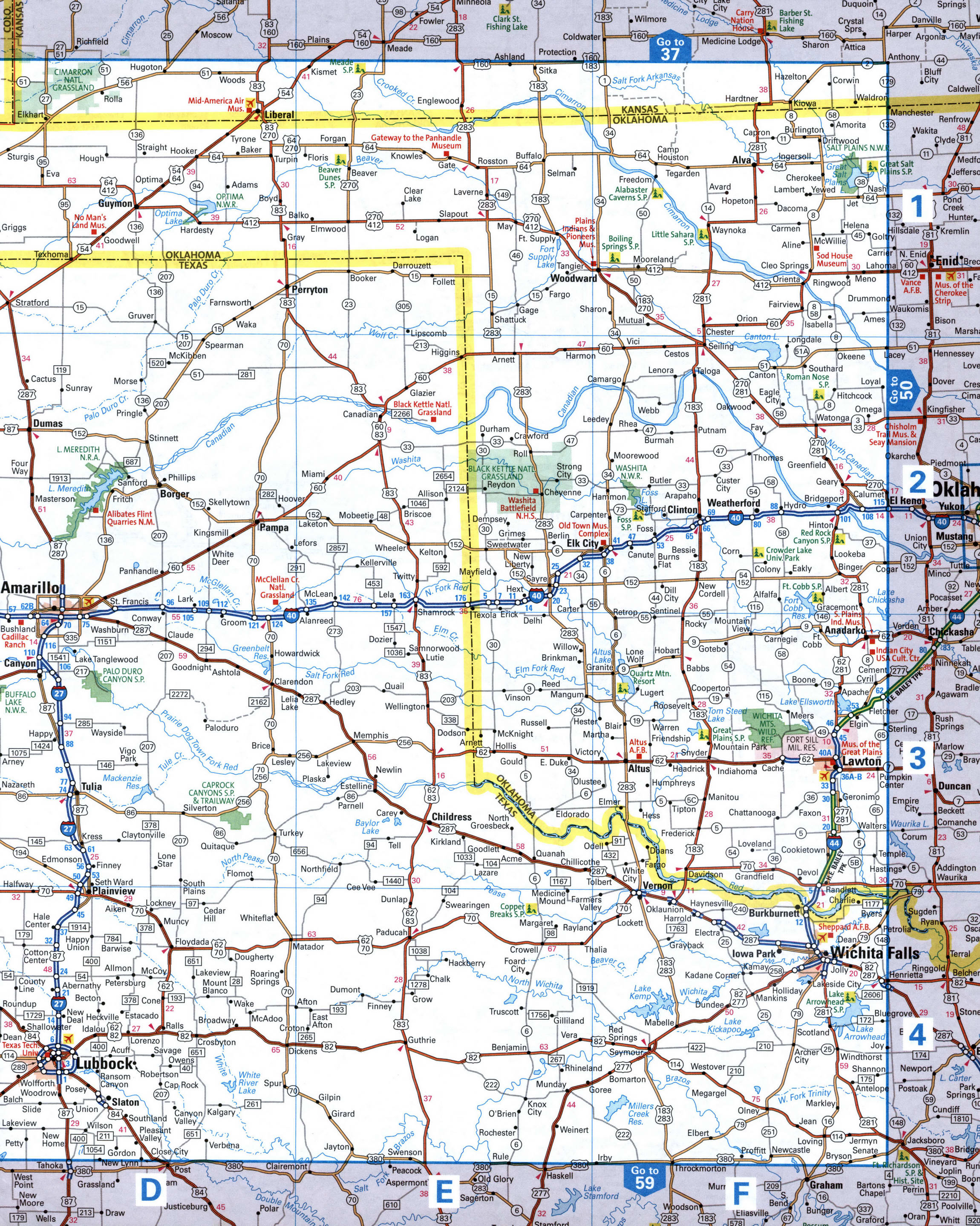 map of the Amarillo and Wichita Falls area