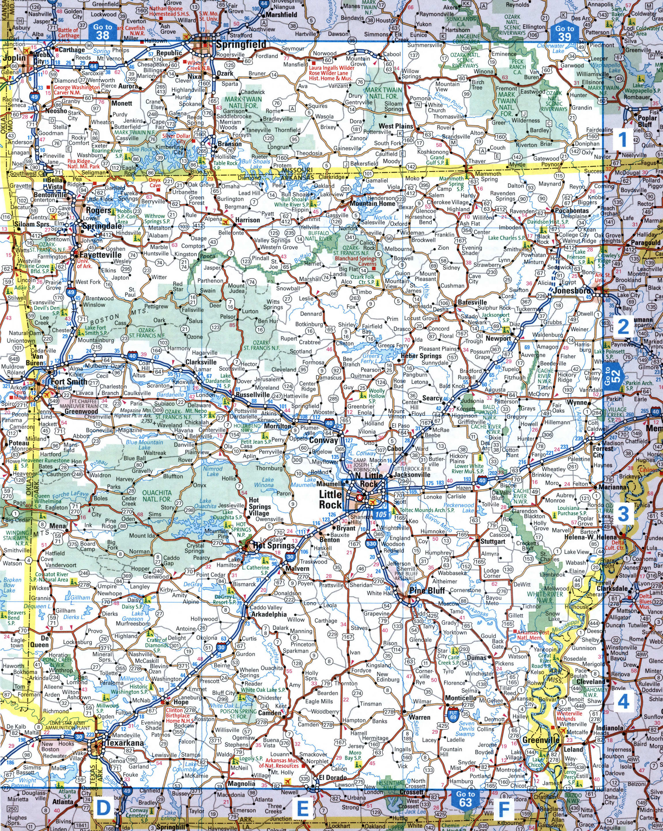 map of the Little Rock and Hot Springs area