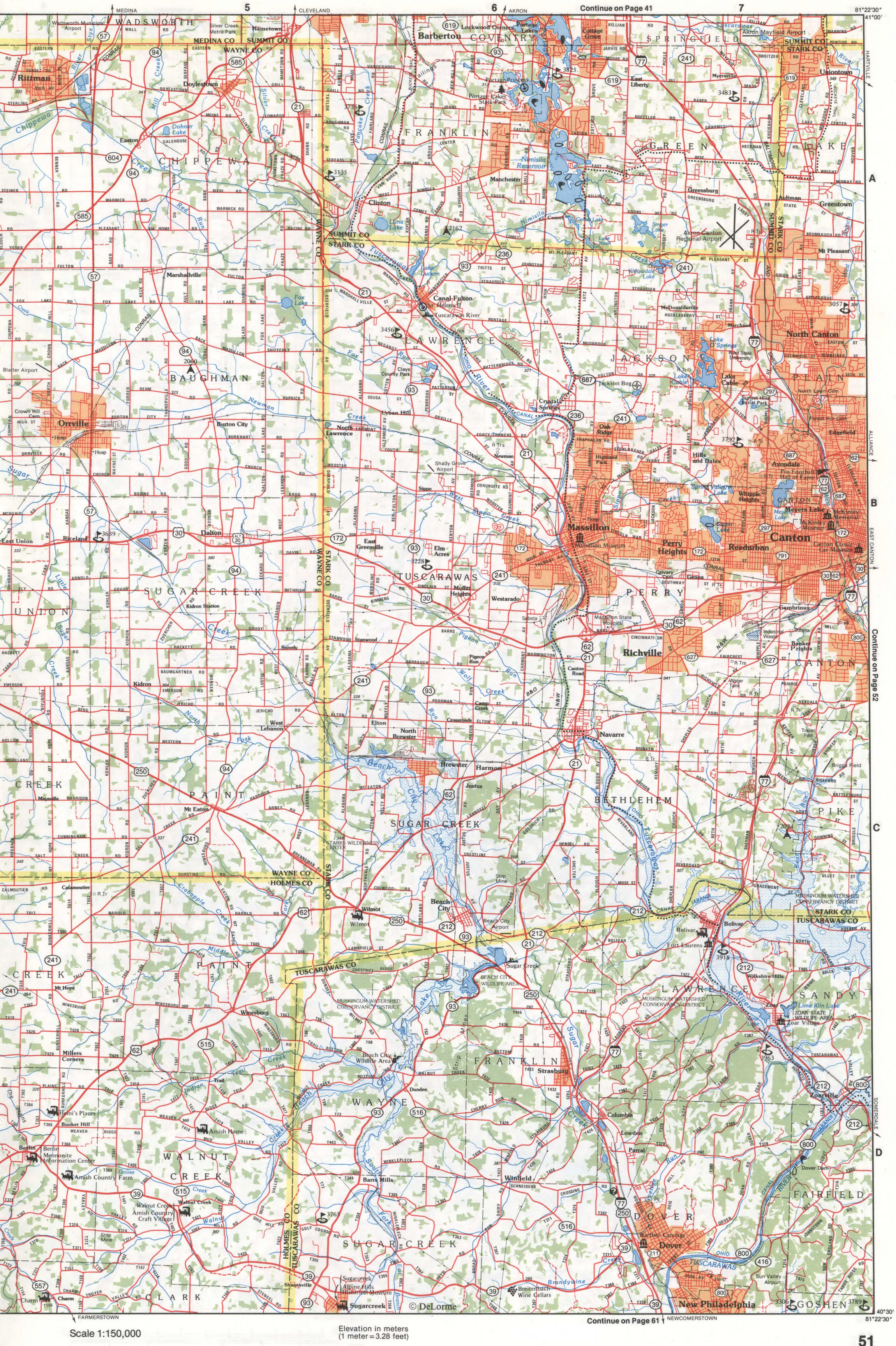Map of Northeastern Ohio - Stark and Wayne counties