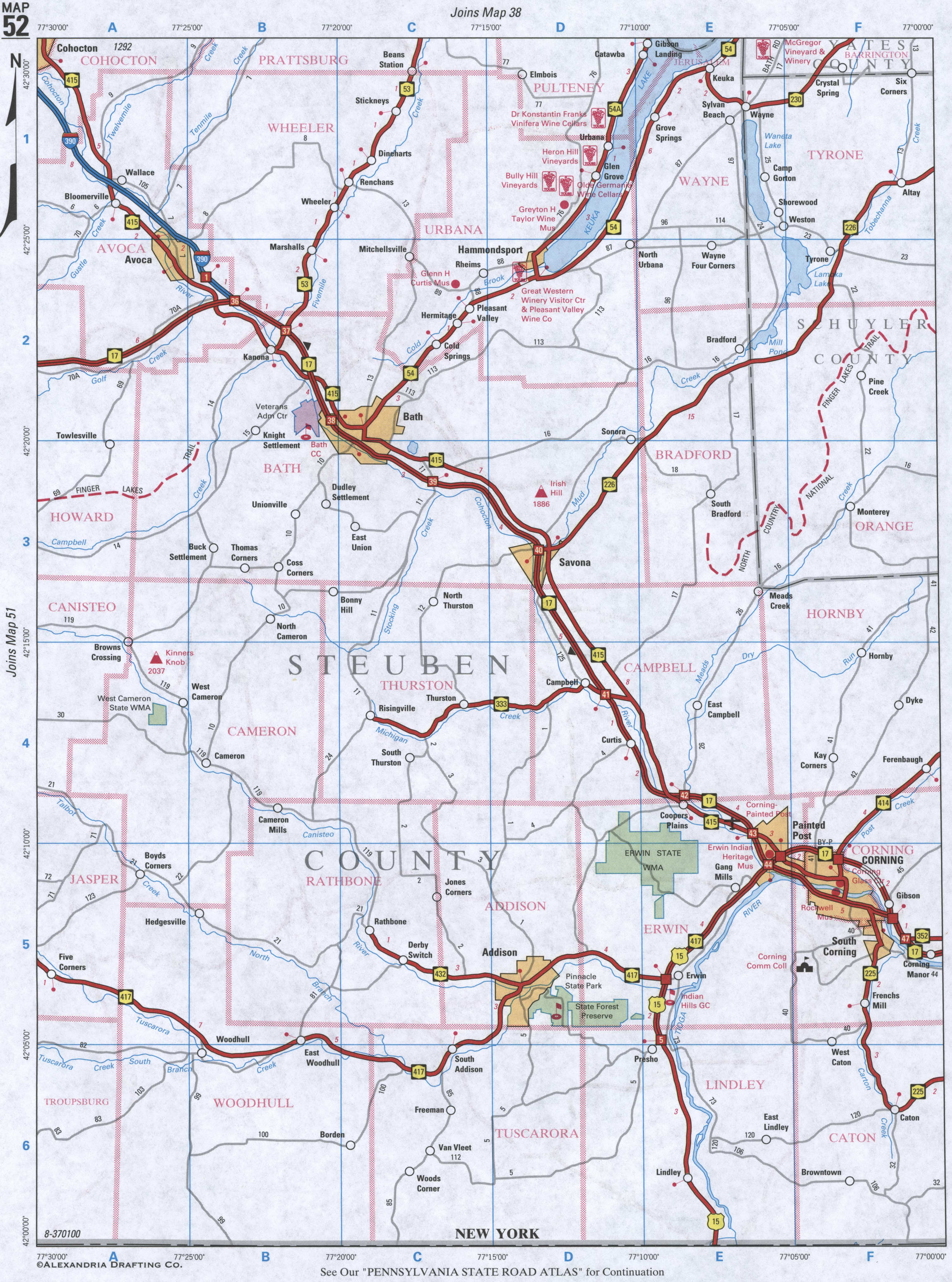 map of Steuben County NY
