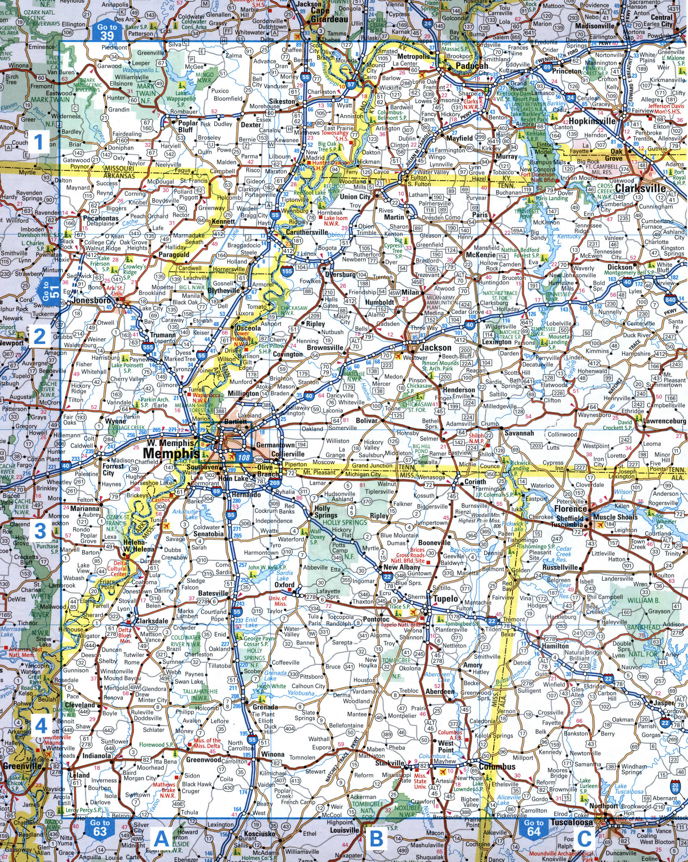 map of the Memphis area