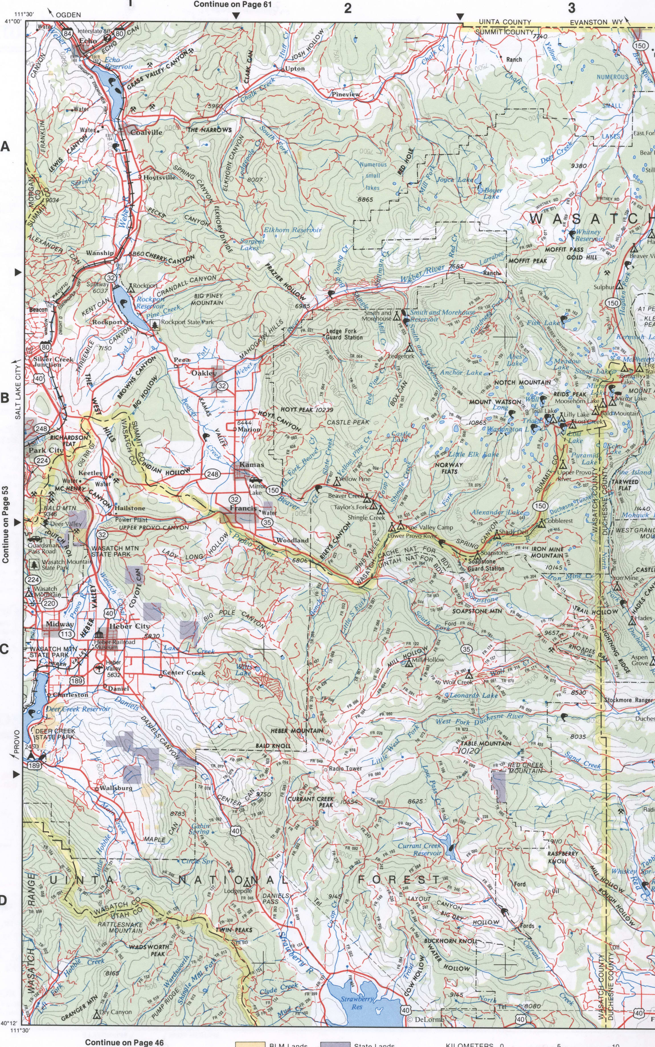 Map of Northeast Utah - Summit and Wasatch counties Map of Northeast Utah - Summit and Wasatch counties