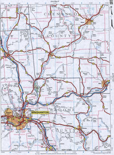 Detailed map of Chenango County NY and Broome County NY (New York State, USA)