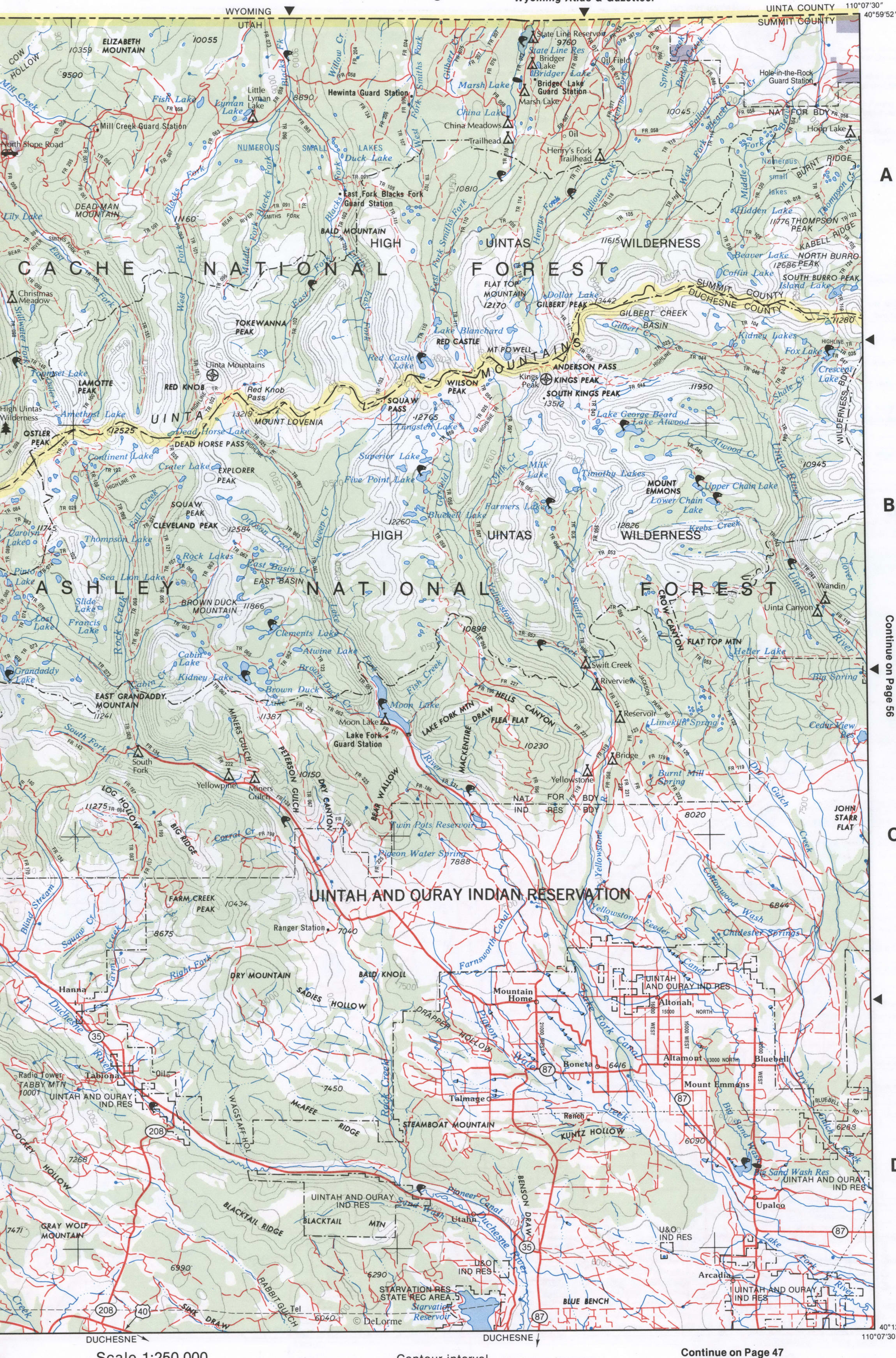 Map of Northeast Utah - Summit and Duchesne counties