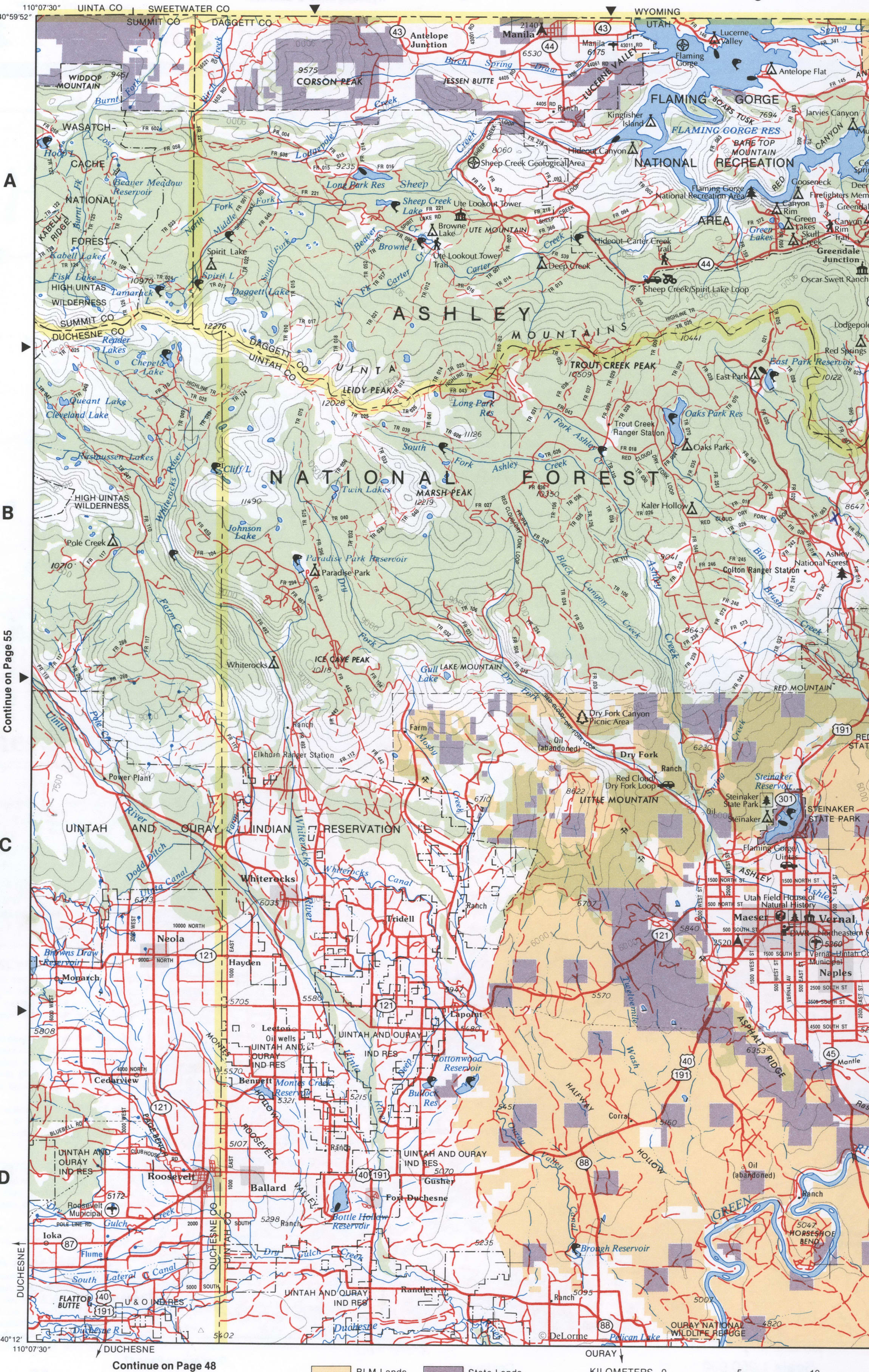 Map of Northeast Utah - Daggett and Uintah
