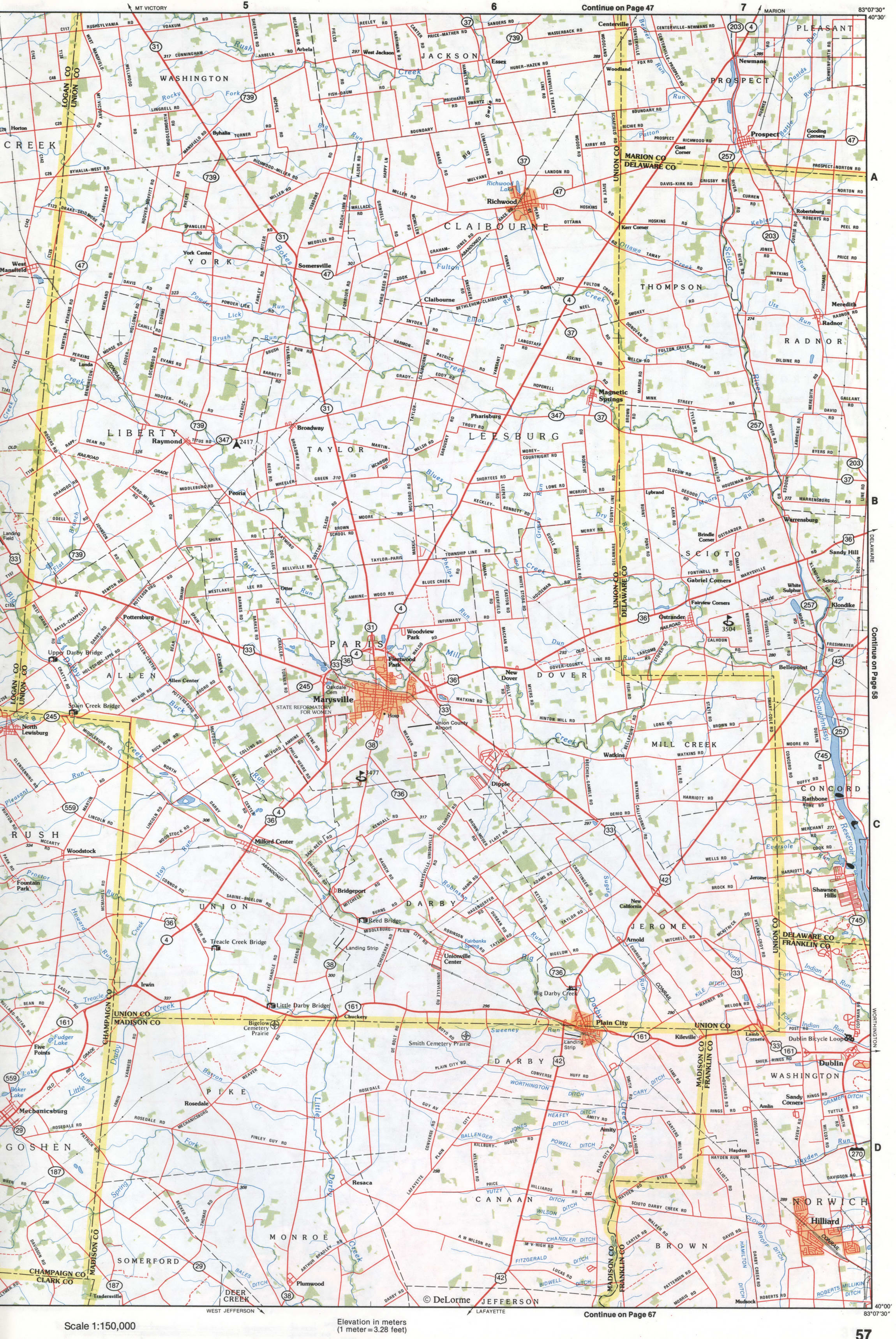 Map of Southwestern Ohio - Union county