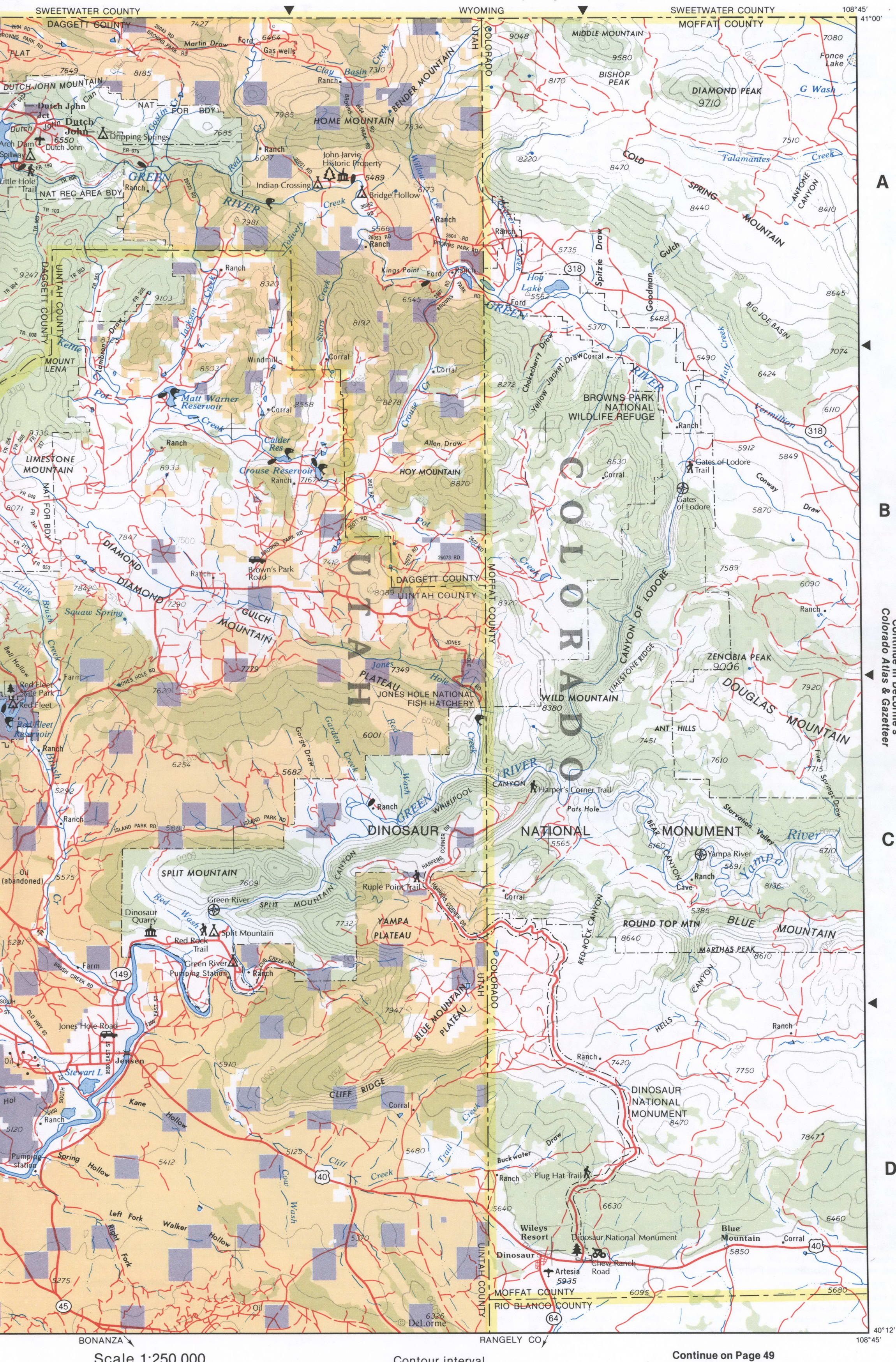 Map of Northeast Utah - Daggett and Uintah counties Map of Northeast Utah - Daggett and Uintah counties