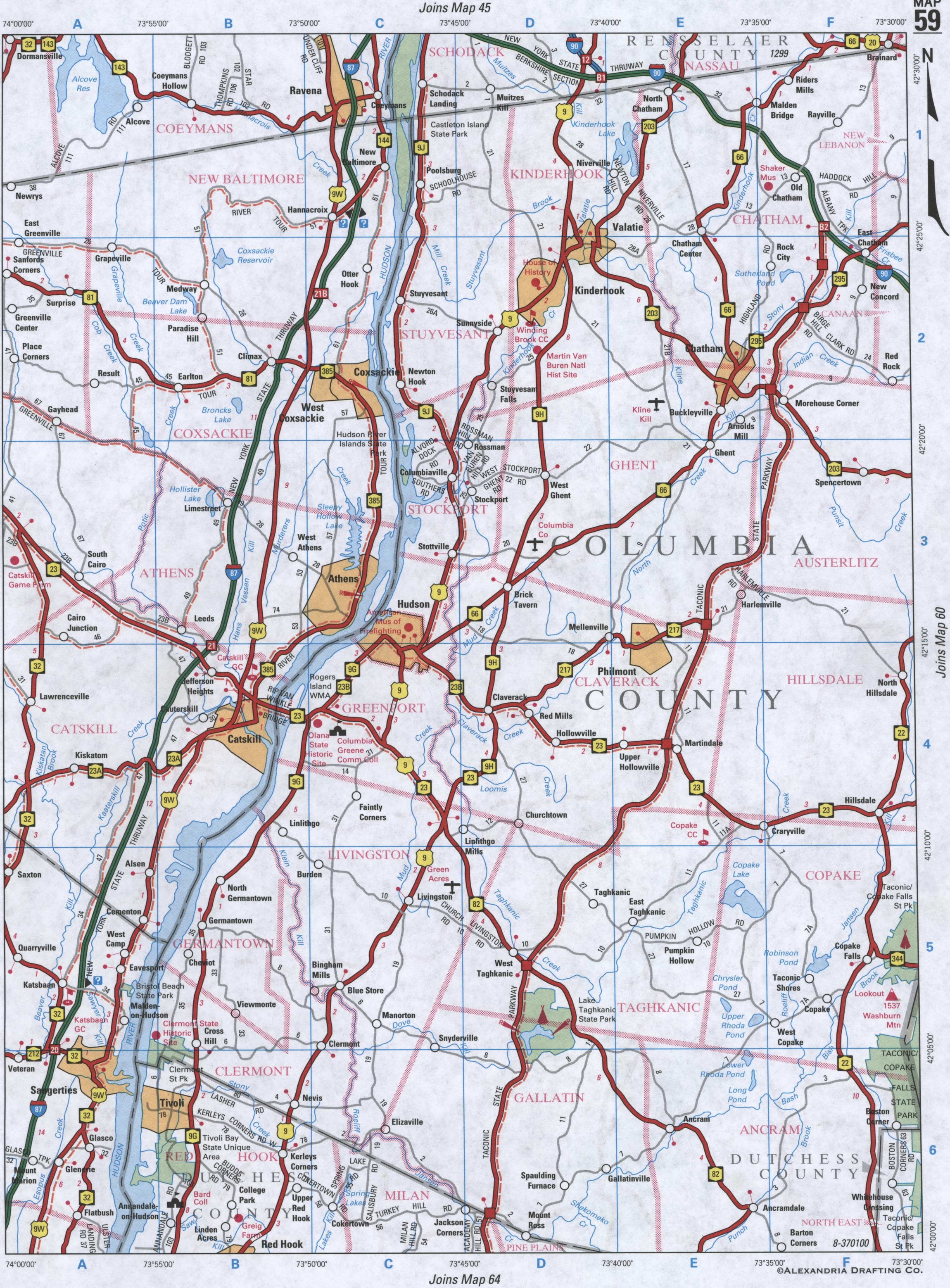 map of Columbia County