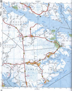 map of Beaufort CO and Pamlico CO, North Carolina