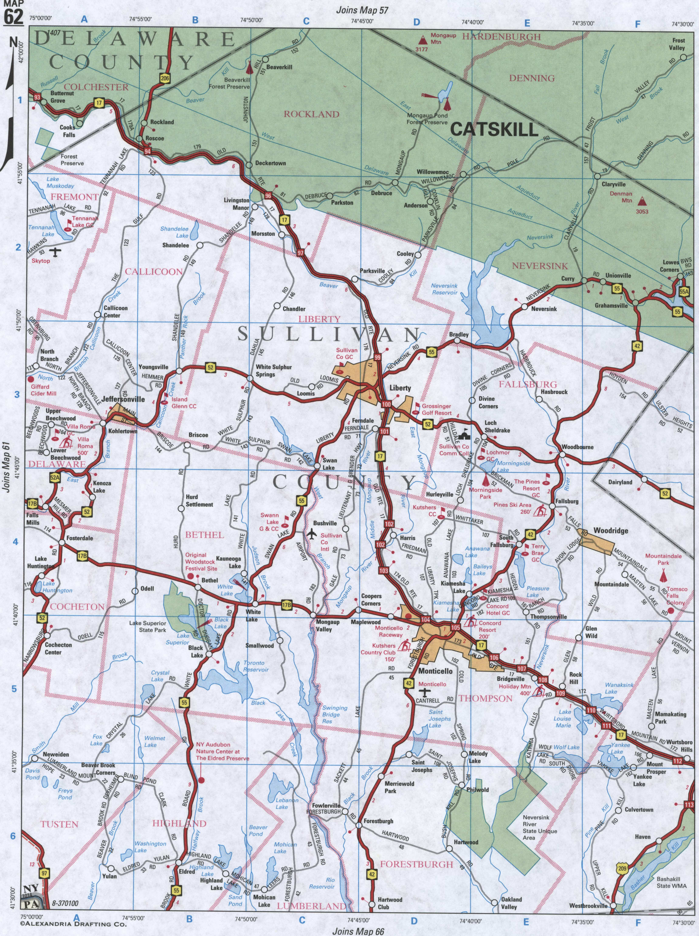 map of Sullivan County NY