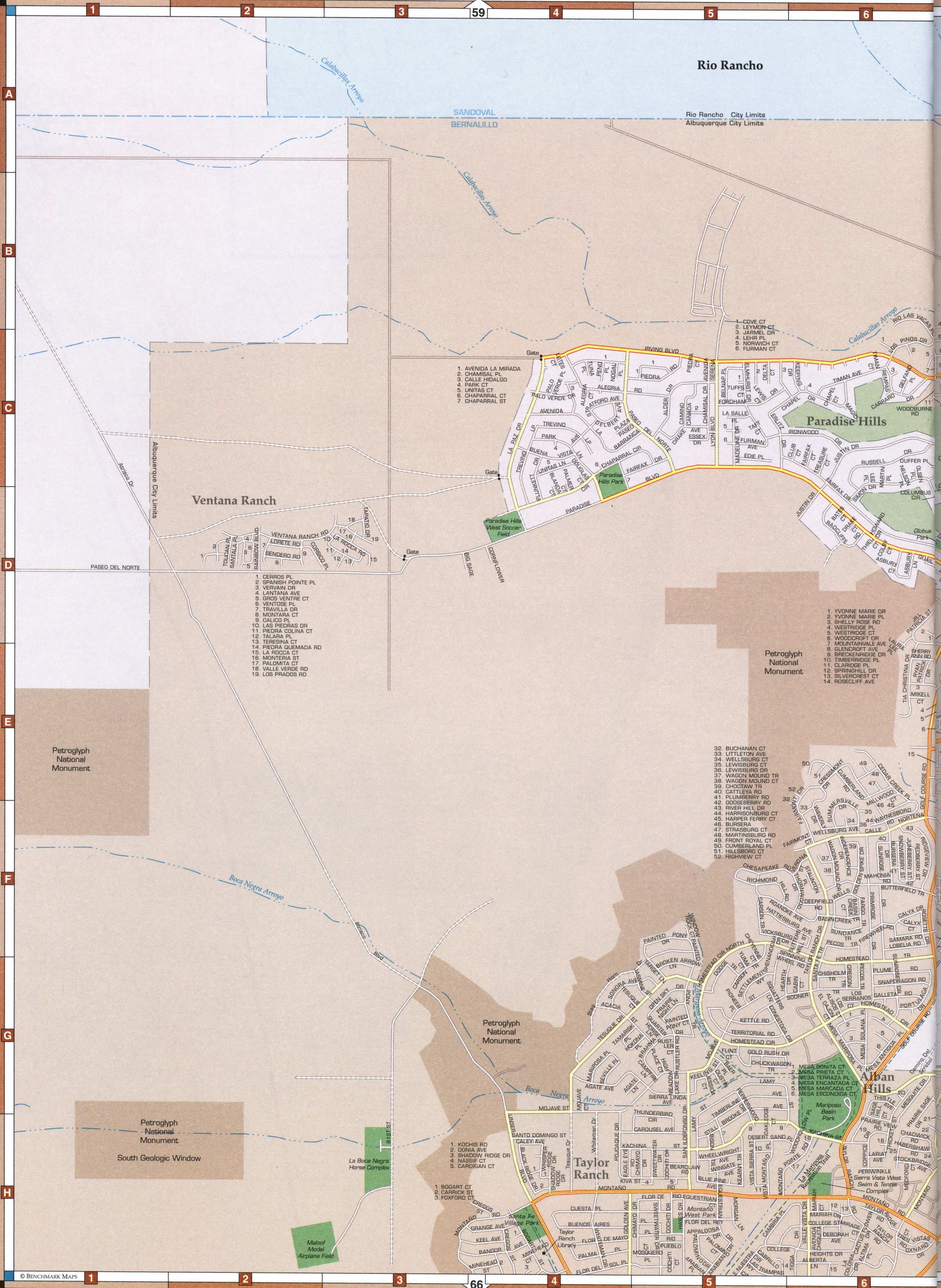 map of Albuquerque, Paradise Hills, Alban Hills