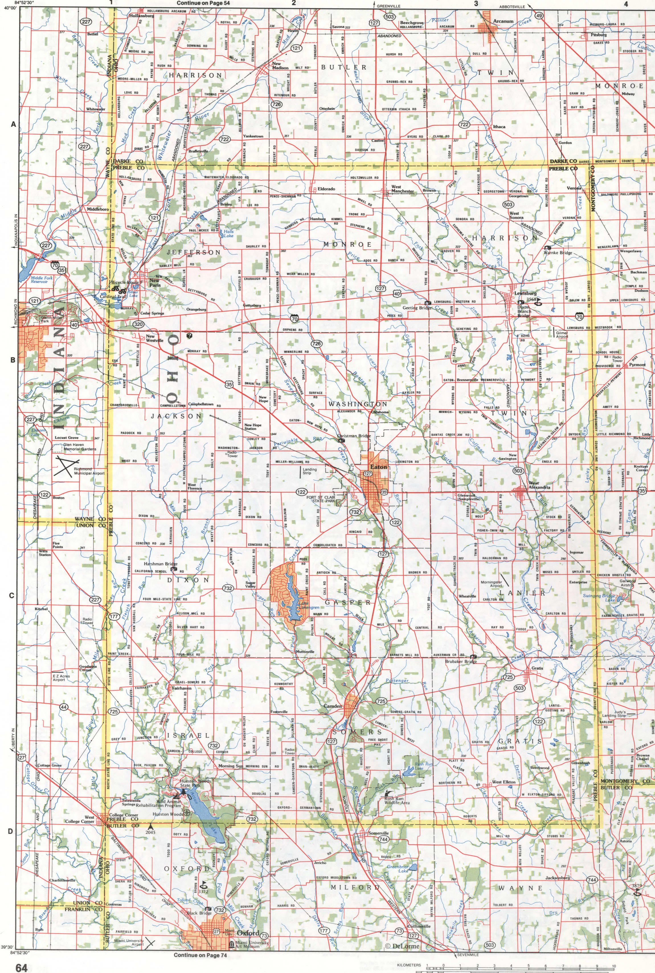 Map of Southwestern Ohio - Preble county