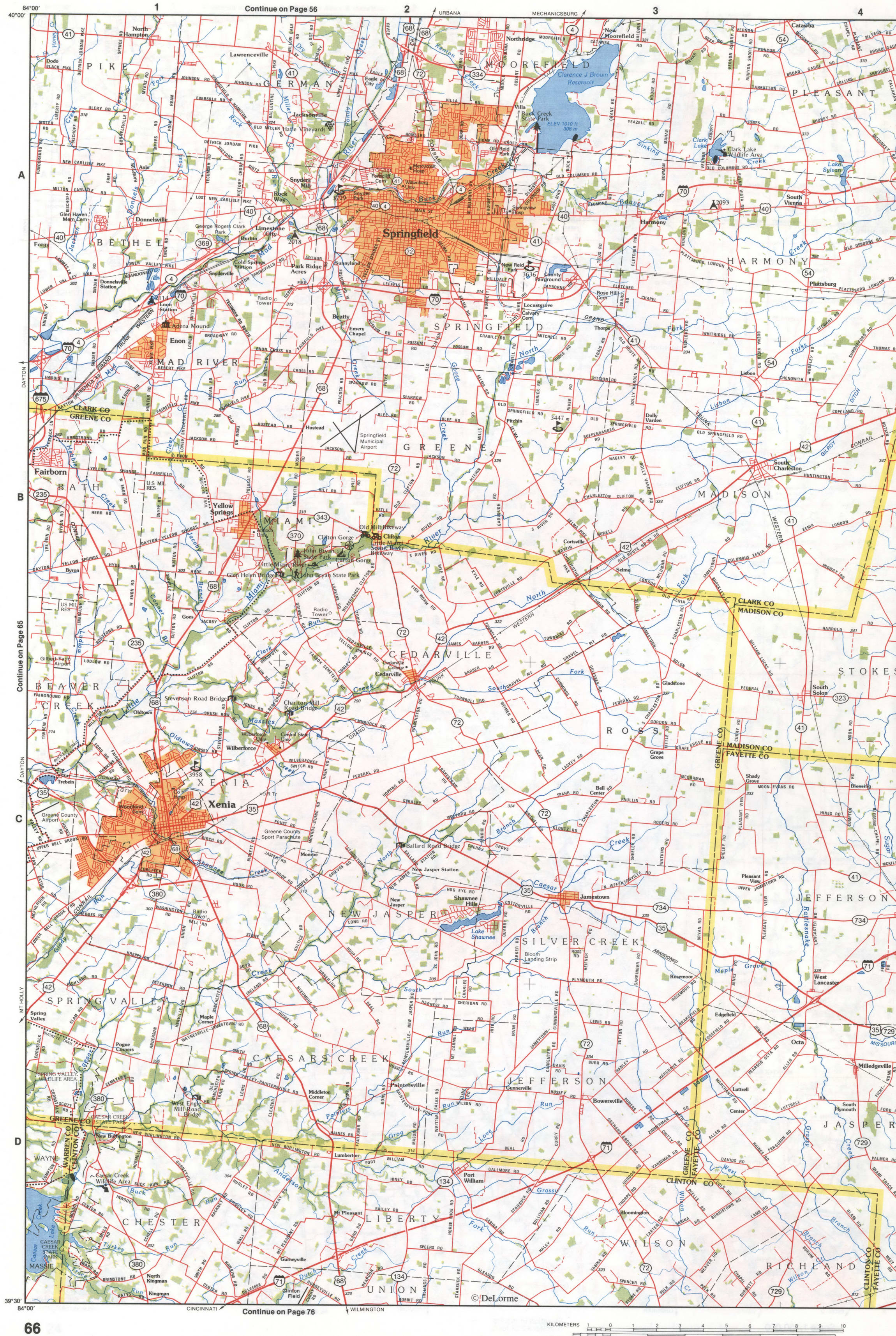 Map of Southwestern Ohio - Clark and Greene counties