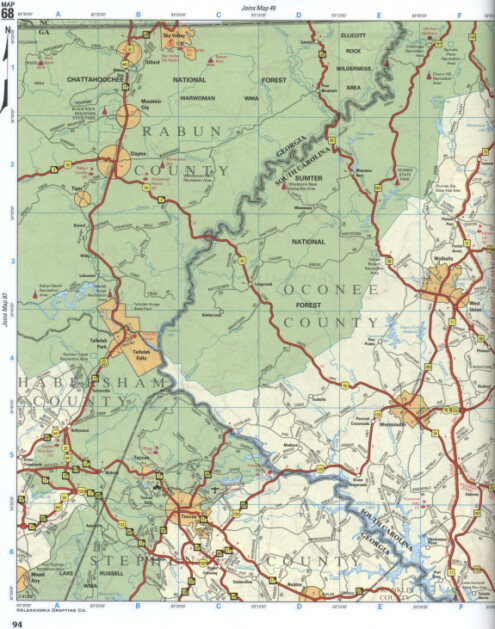 map of Rabun CO GA and Oconee CO NC