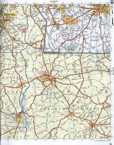 map of Union CO NC, York CO SC, and Lancaster CO SC