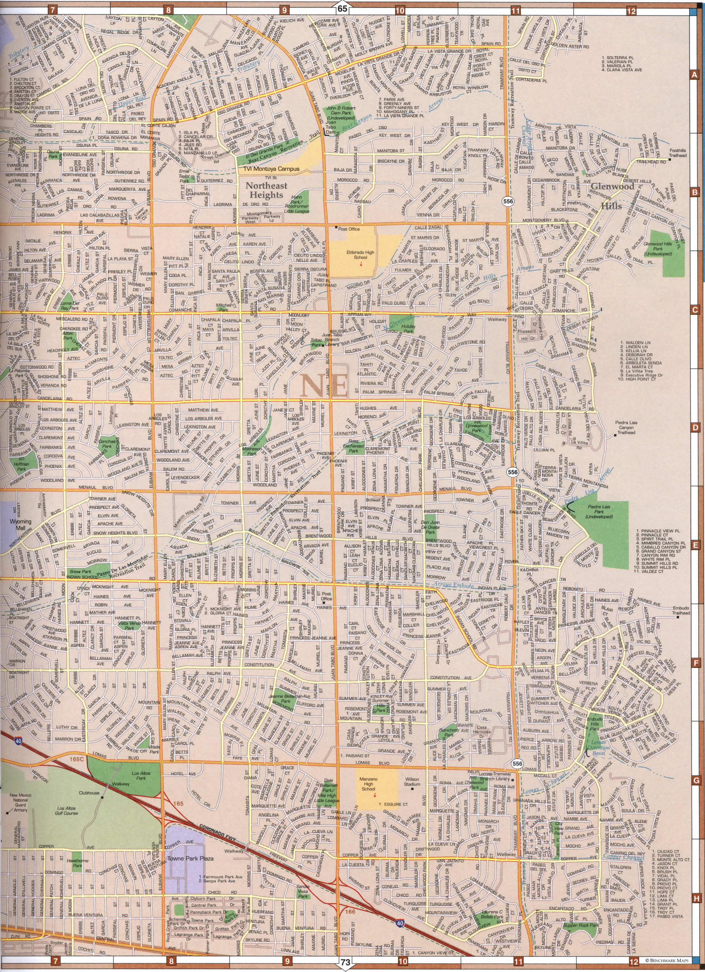 Map of Glenwood Hills, Northeast Heights 