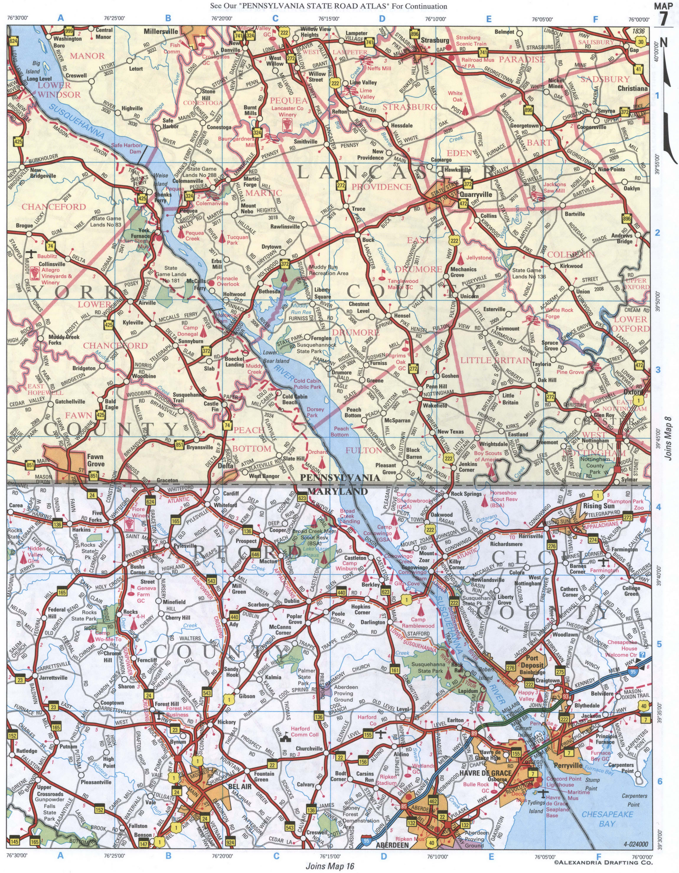 map of Harford and Cecil Counties, Maryland. Map of Lancaster CO PA