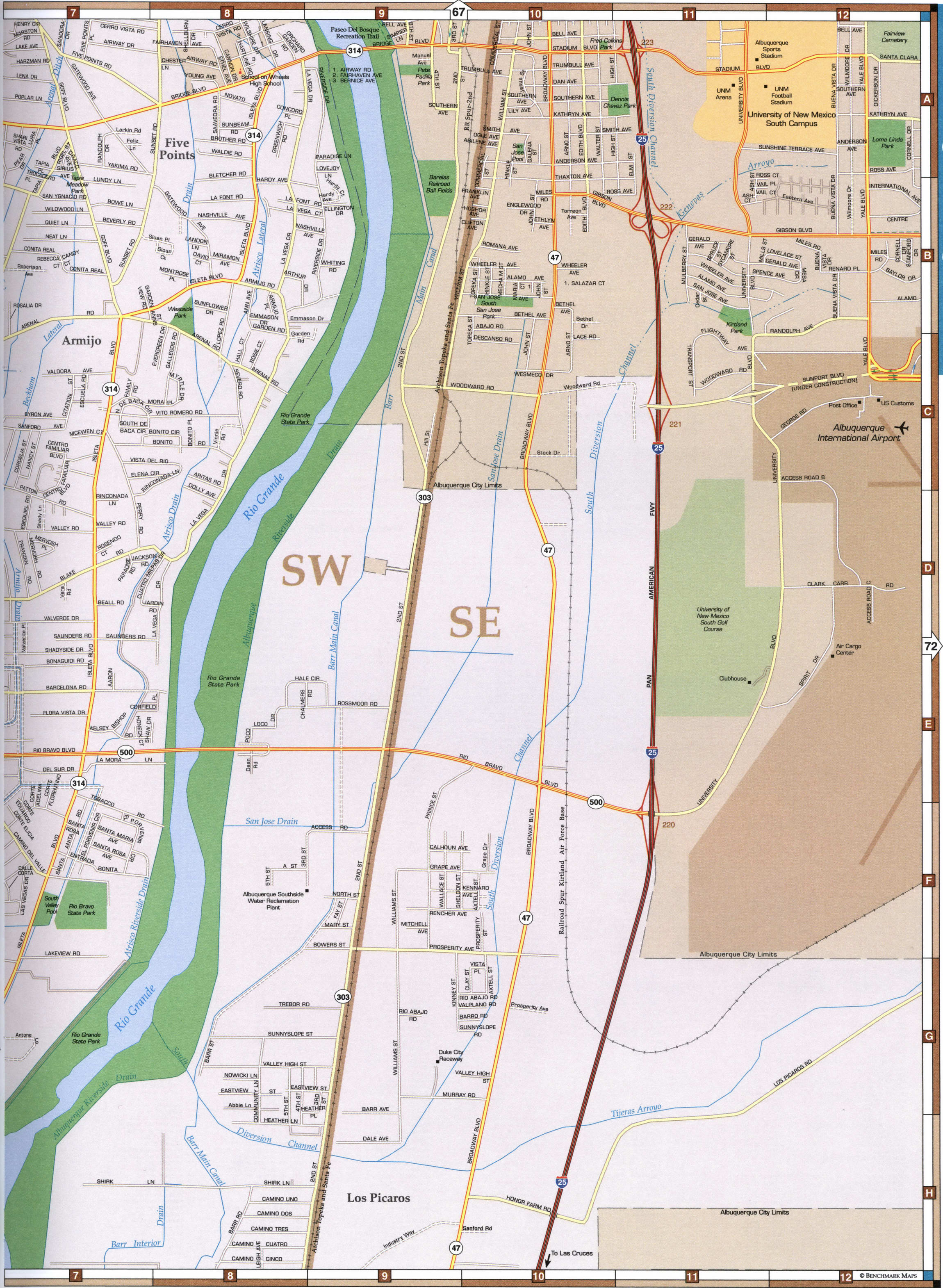 map of Albuquerque, Five Points
