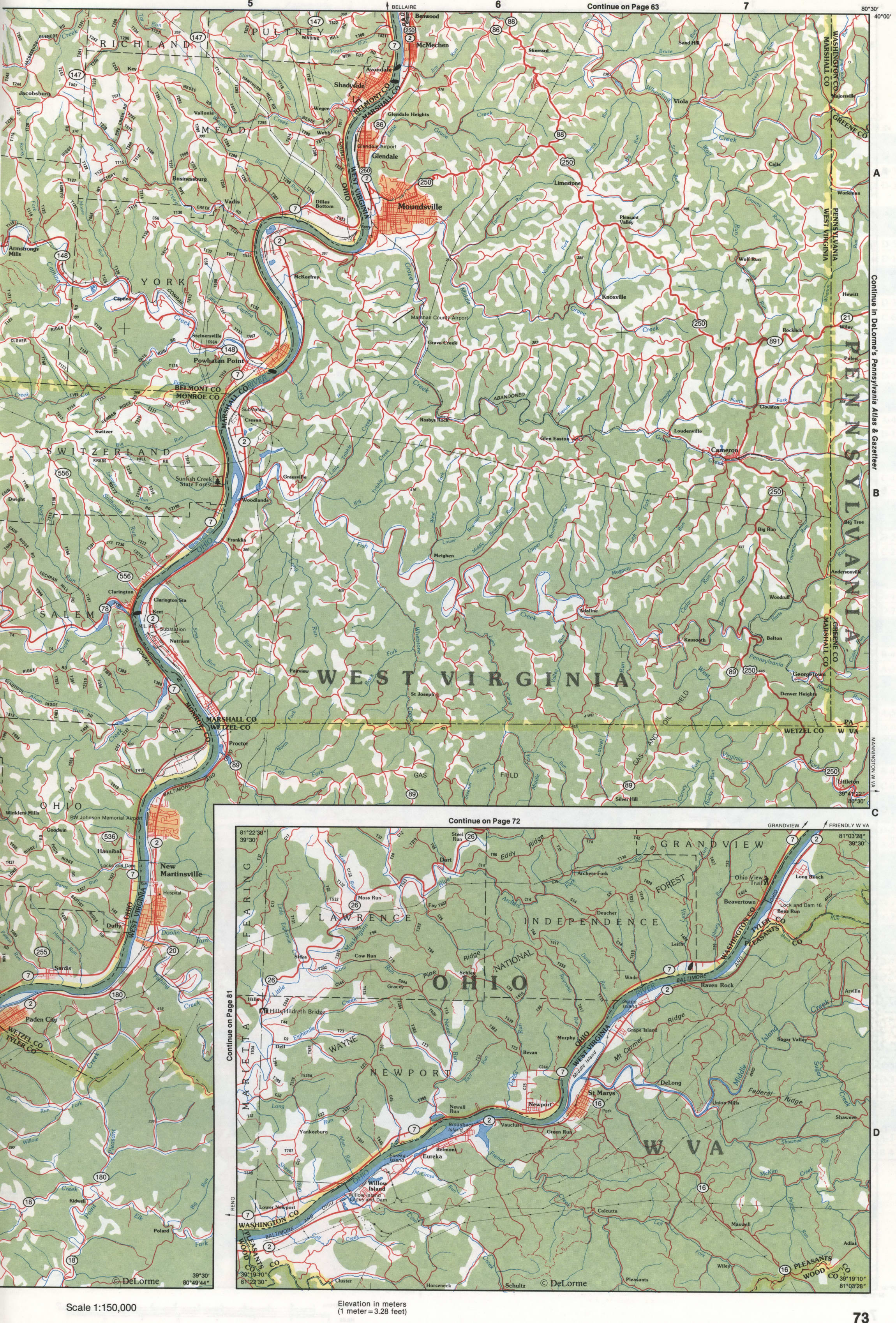 Map of Southeastern Ohio - Belmont county