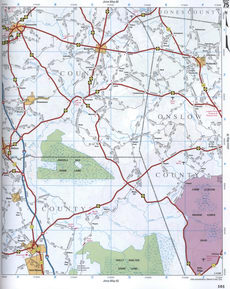 map of Onslow CO NC and Pender CO NC