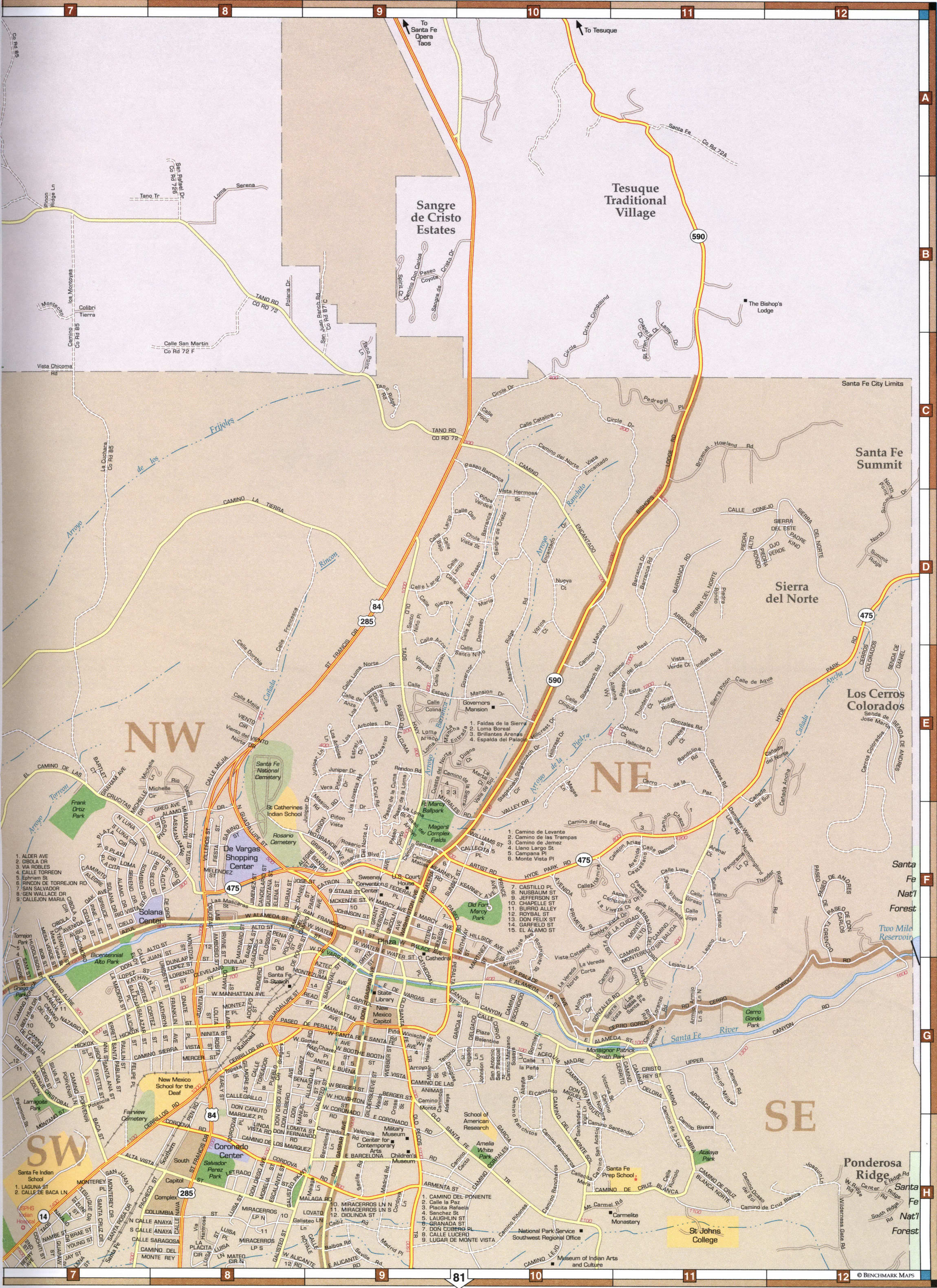 Map of Santa Fe Summit, Los Cerros Colorados, Ponderosa Ridge
